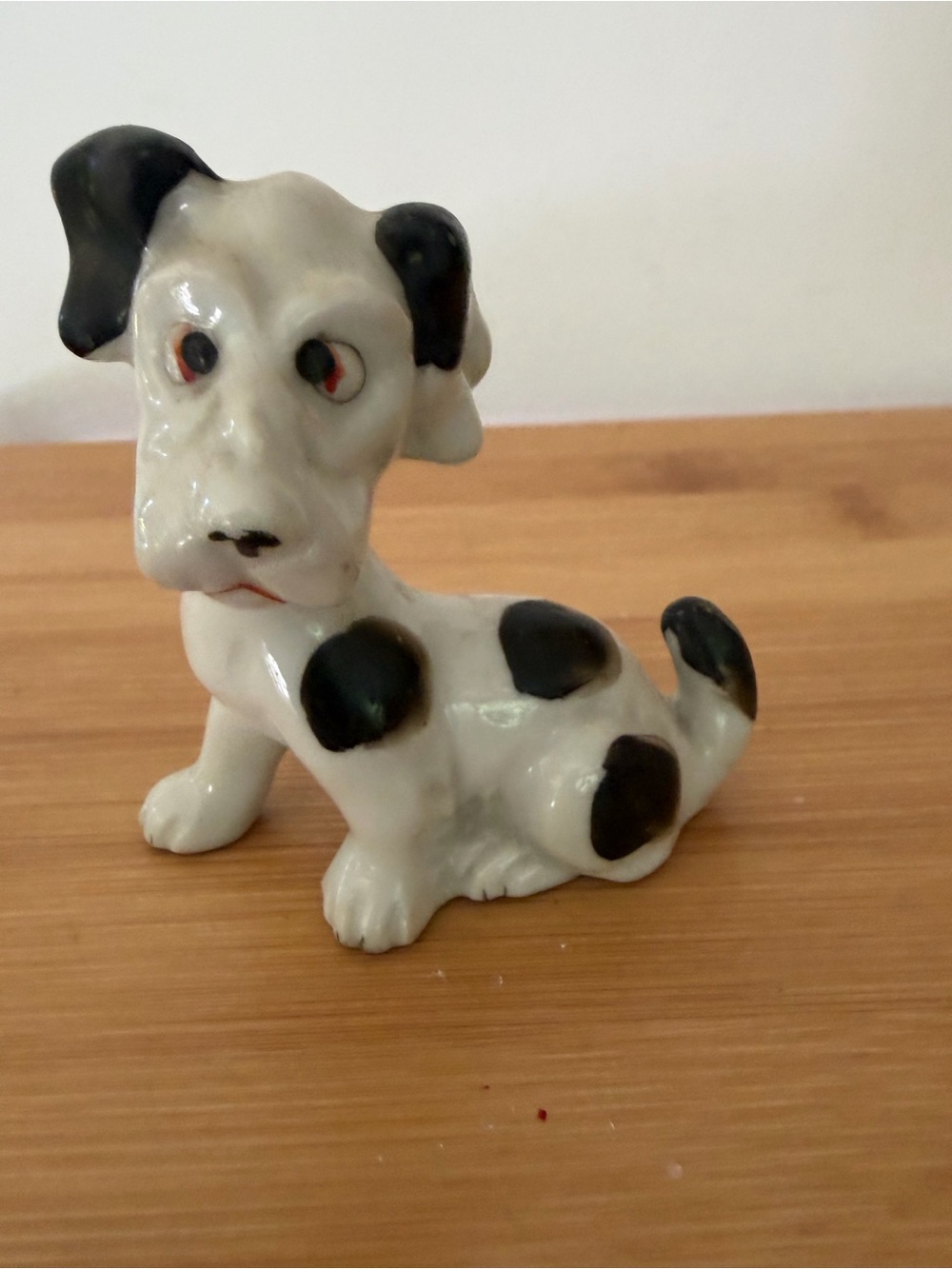 Vintage White Black Ceramic Dog Figurine Dalmatian Midcentury Occupied Japan